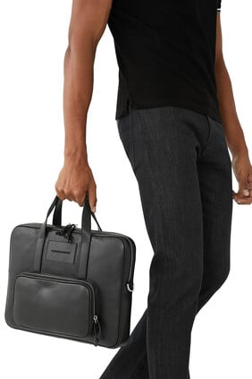 Emporio Armani Black Leather Briefcase